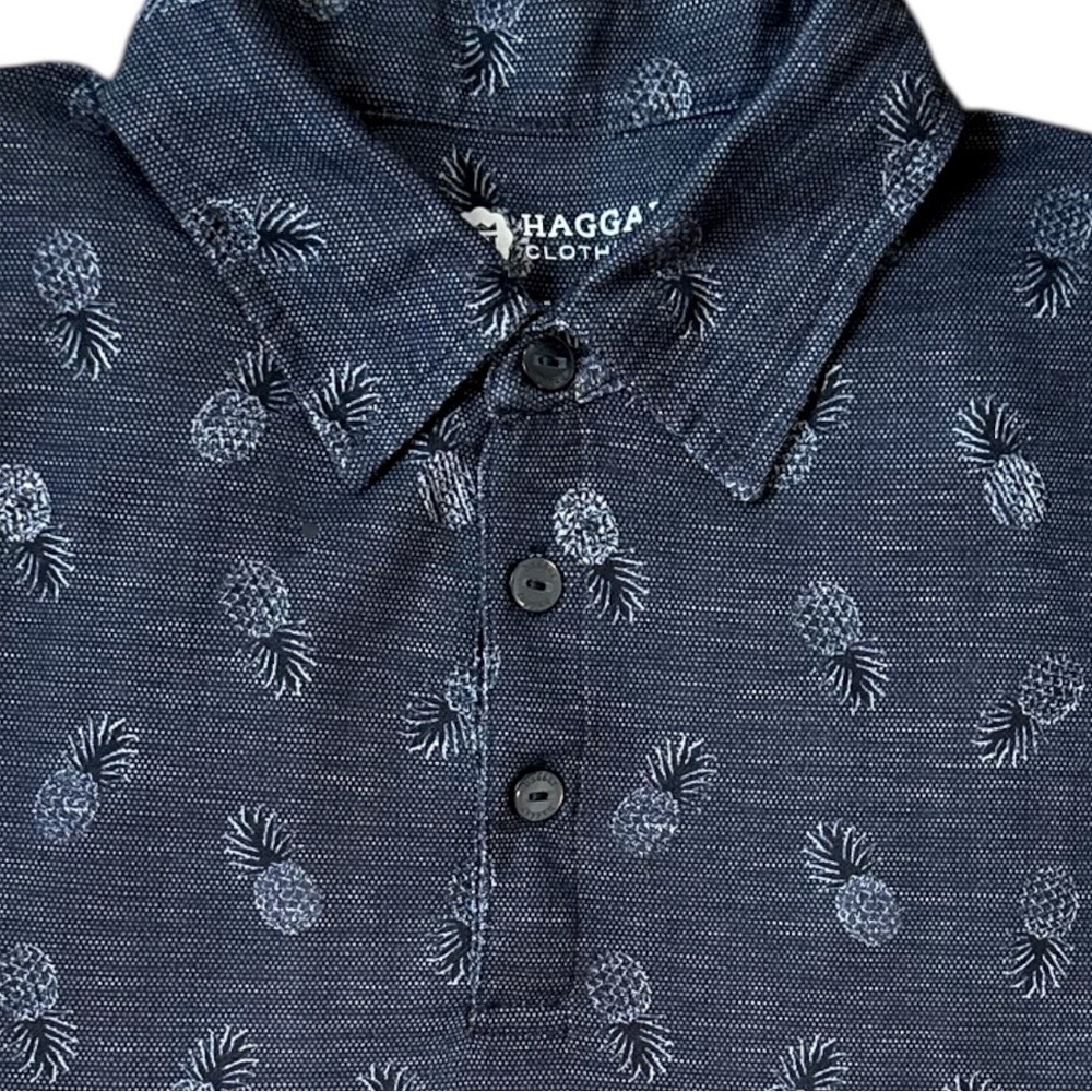 Haggar Men’s Summer Polo Pineapple Print Shirt Size Medium Mens Polo Shirt